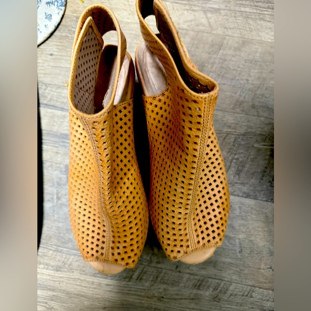 Women's Perforated Tan Ankle Boots